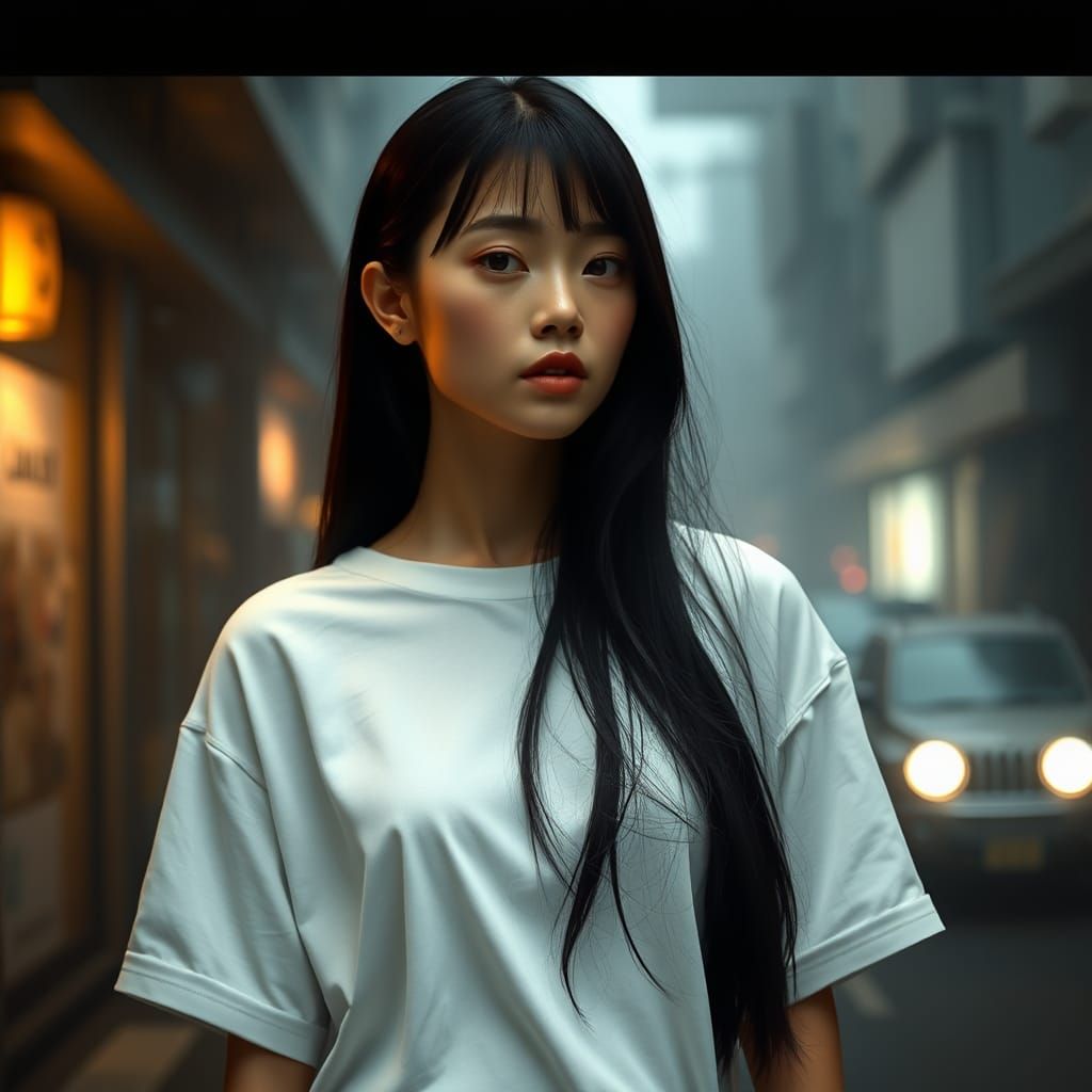 South Korean Woman Portrait in Cinematic Style