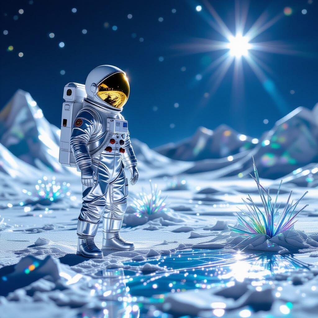 Astronaut on Alien Planet of Foil and Cellophane