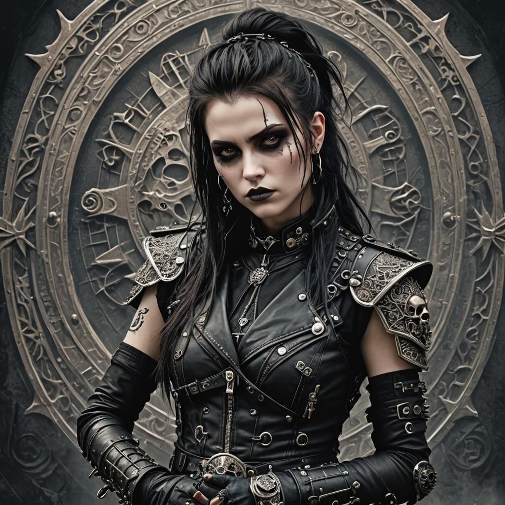 Gothic Heroine in Grunge Style on Battlefield