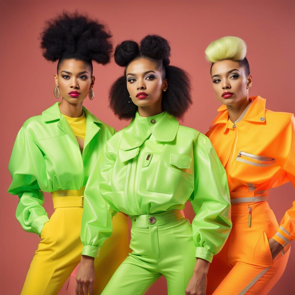 Models in Fluorescent Retro 80s Fashion