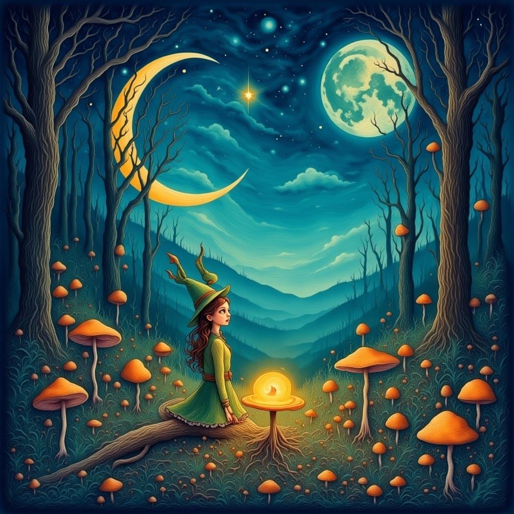 Fairy rings grow in moon light