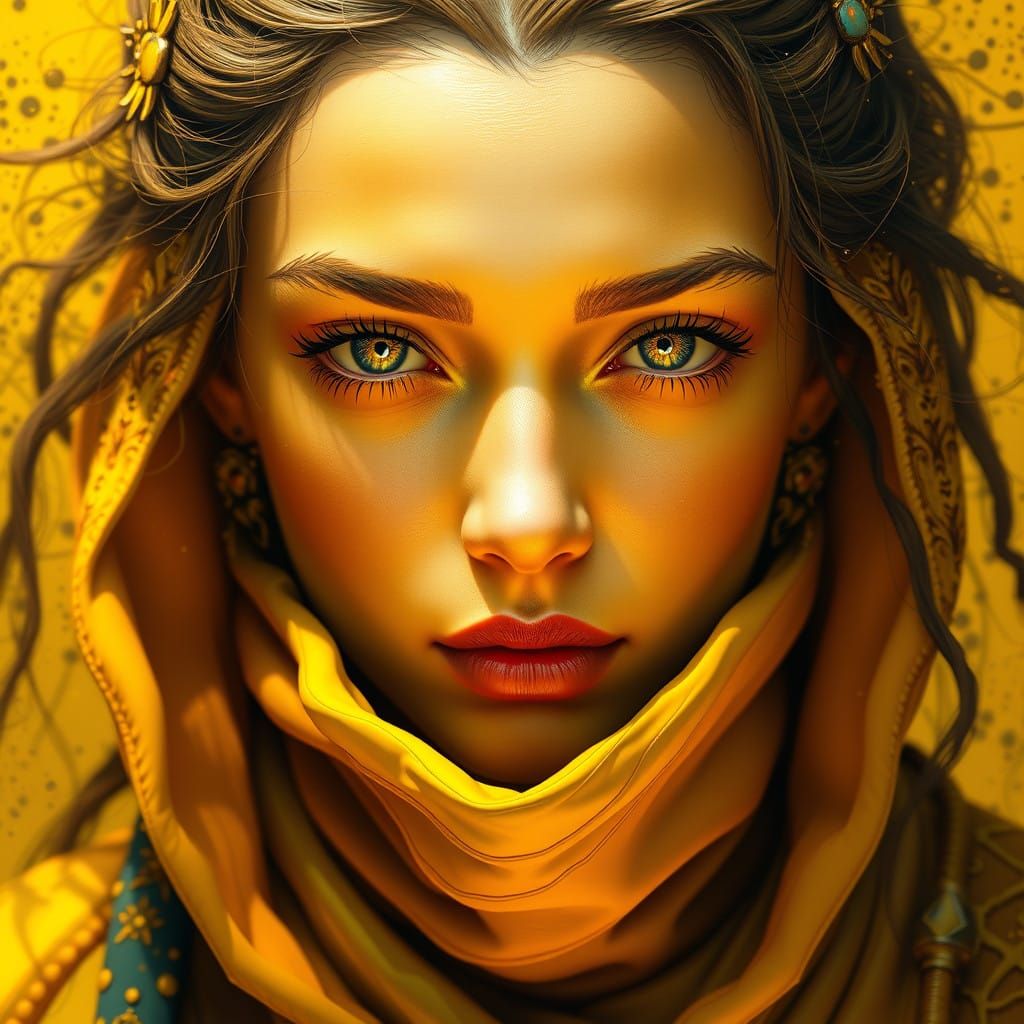 Vibrant Yellow Portrait in Triadic Colors