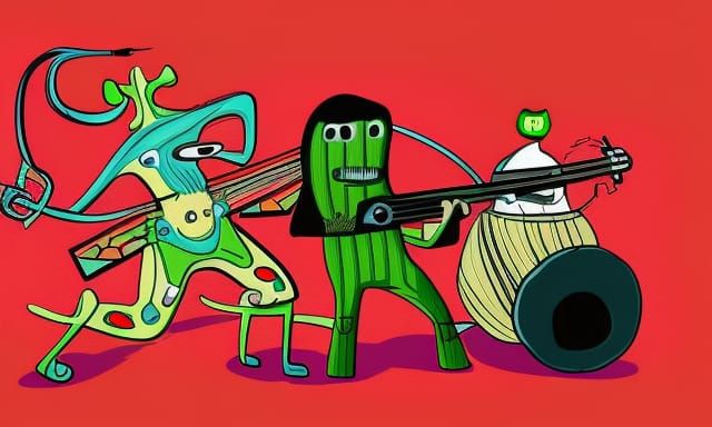 Abstracted Rock Band Portraits Amidst Cosmic Chaos