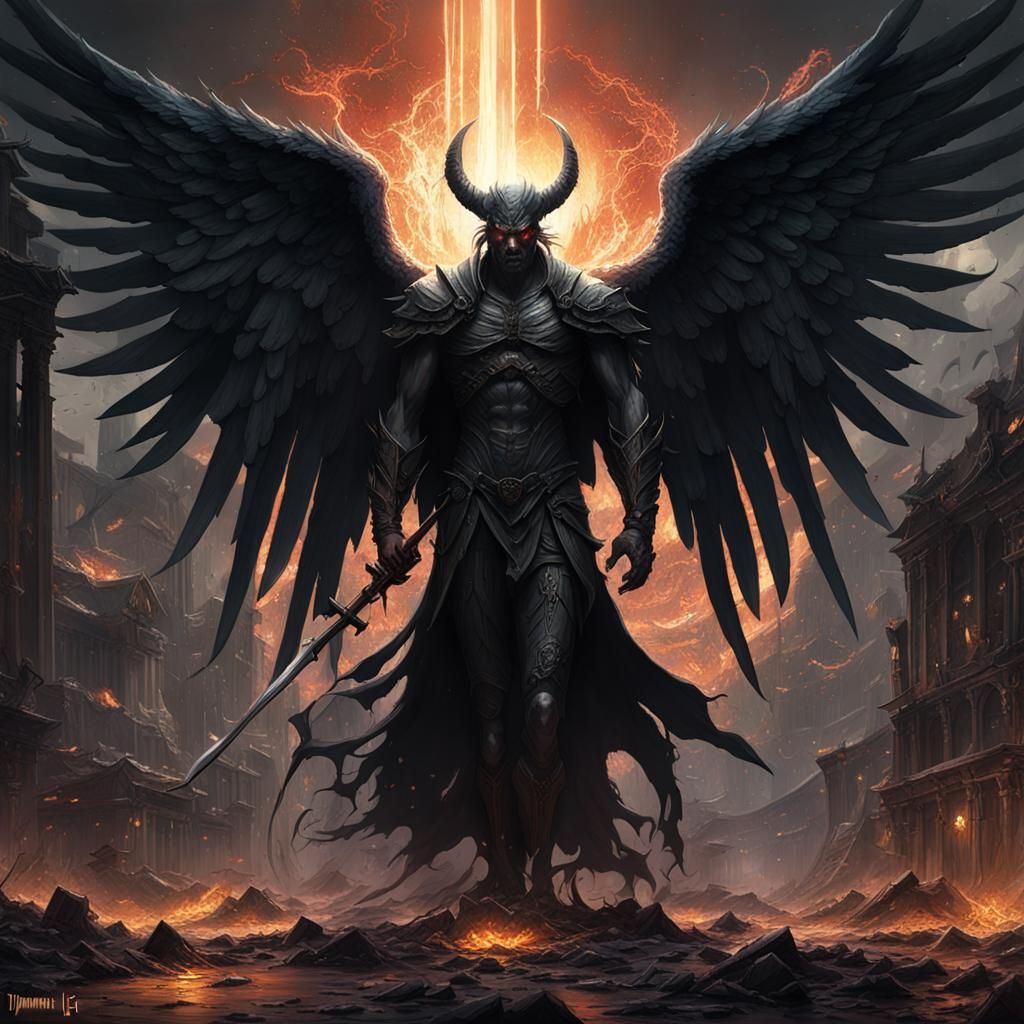 Lucifer in Pain: Dark Fantasy Concept Art