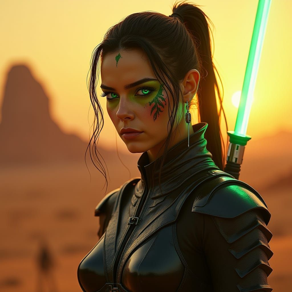 Dathomirian Zabrak Woman with Double Lightsaber