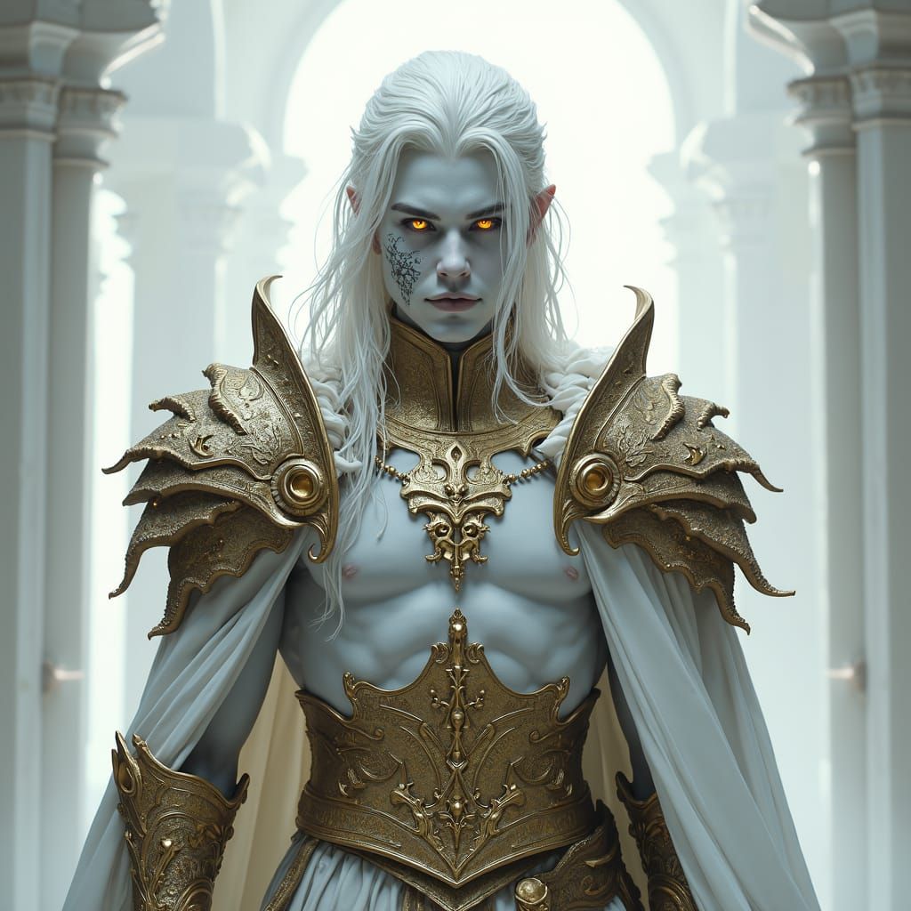 Mage Priest in White and Gold Armor