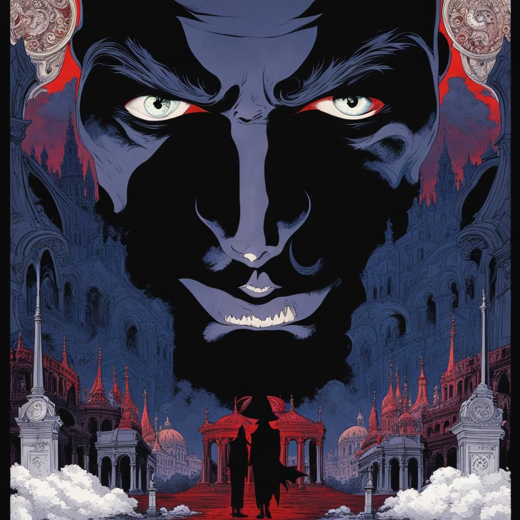 Gothic Black Vampire in Rome: Dramatic Horror Art