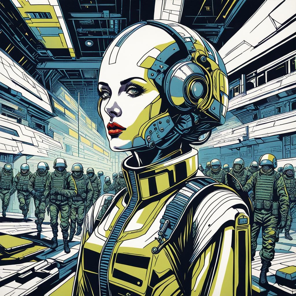 Futuristic Female Soldier in William Stout Style