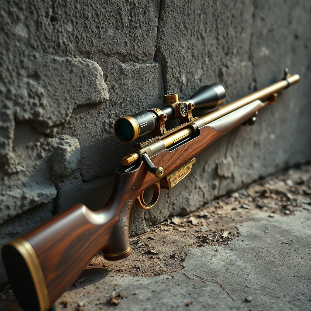 Russian Steampunk Sniper Rifle in Walnut and Brass with Tele...