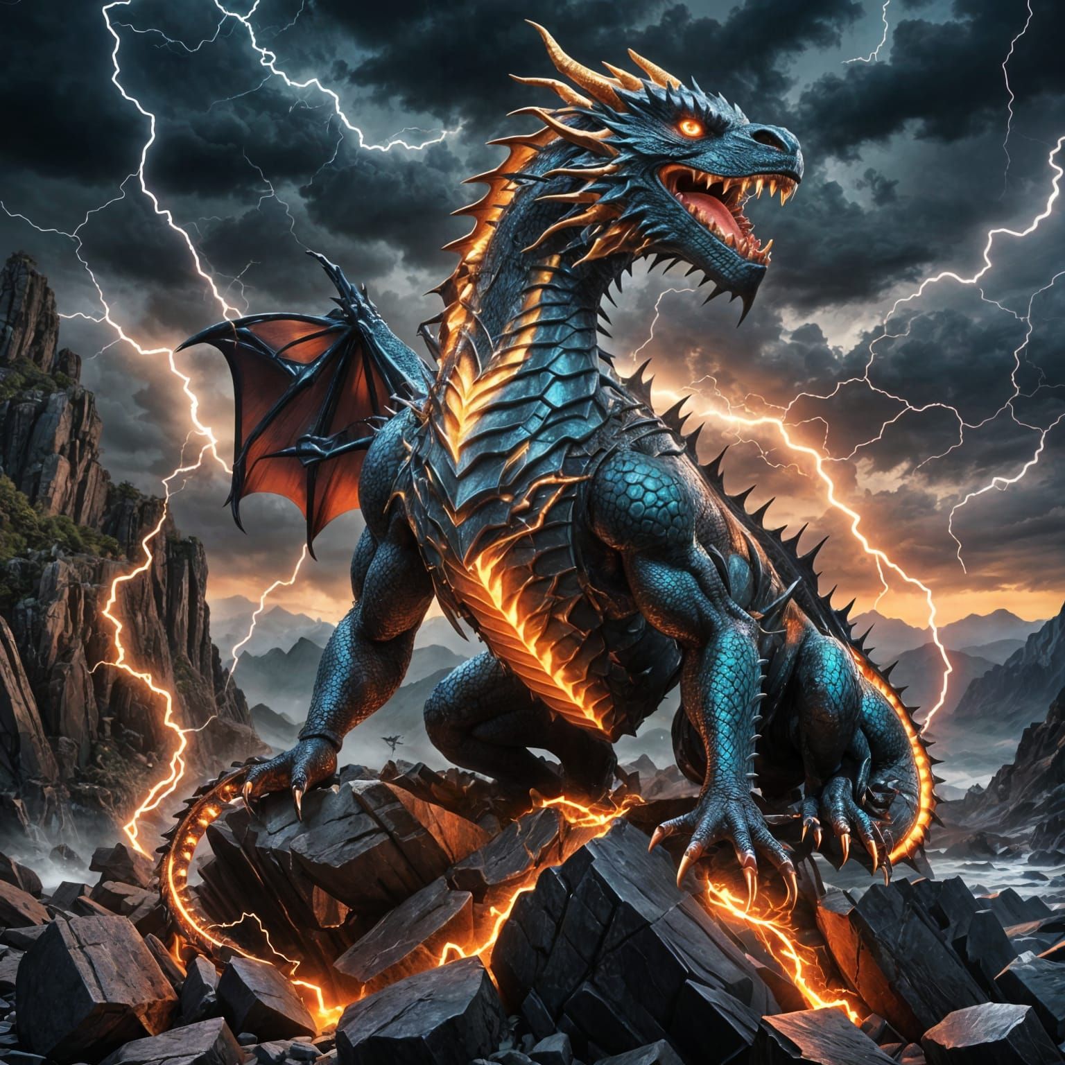 Realistic 3D Electric Dragon Rendering