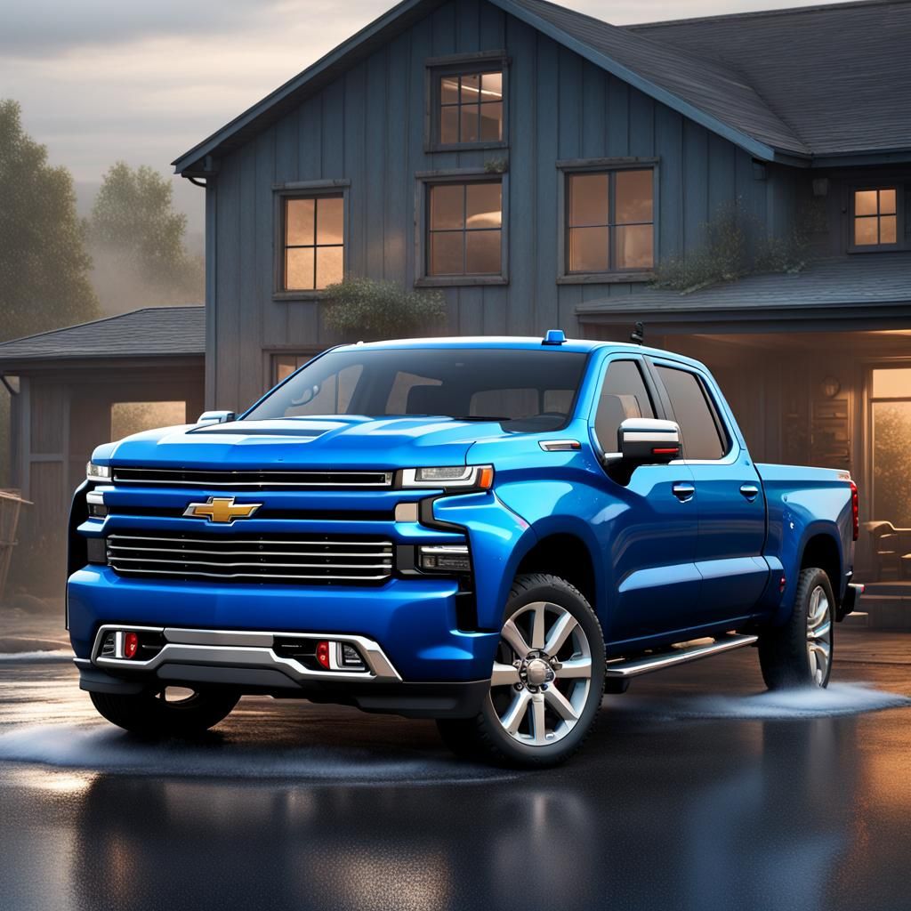 Blue Silverado Car Wash: Detailed Matte Painting