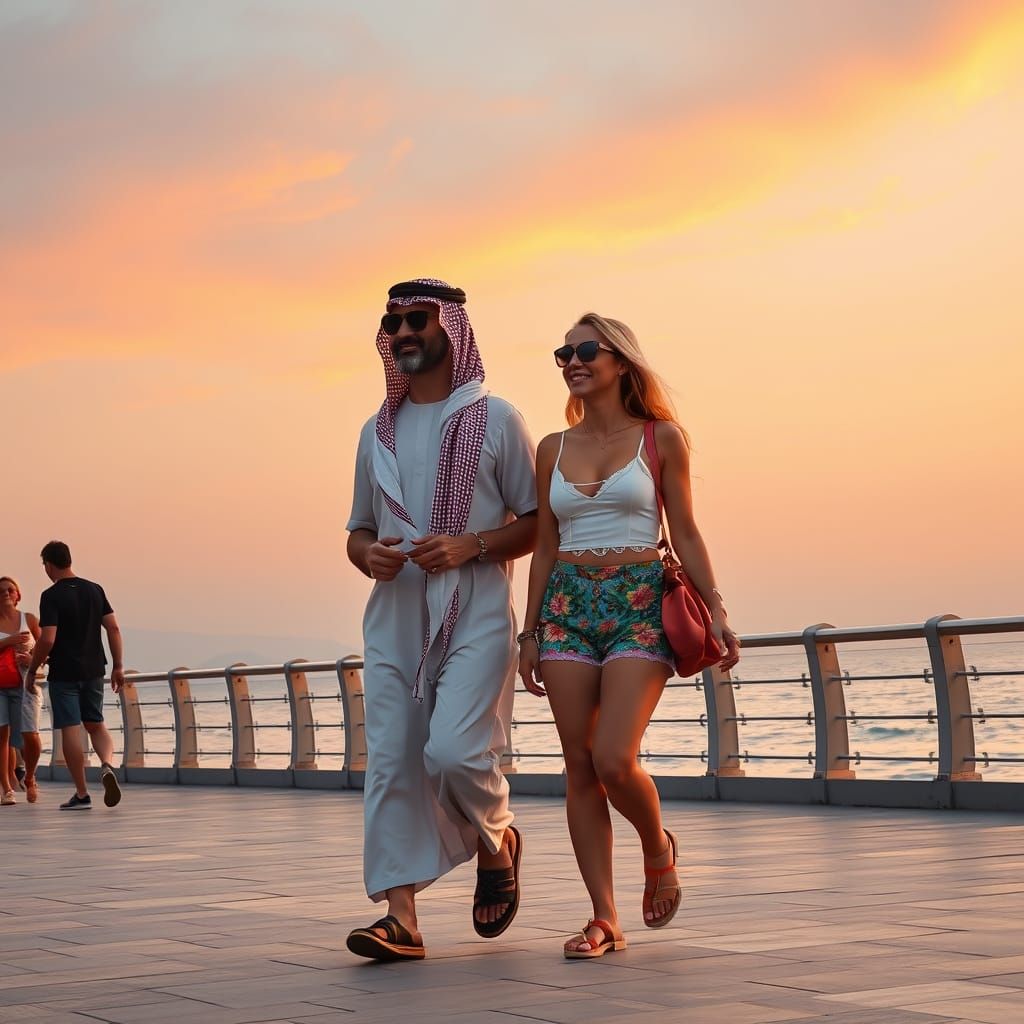 Romantic Evening Stroll on Limassol Promenade