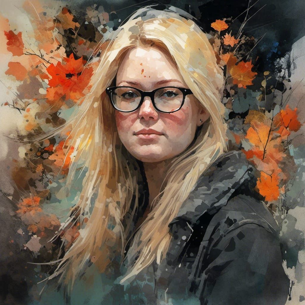 Compassionate Blonde in Apocalyptic Watercolor Portrait