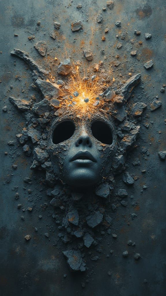 Nebula Stone Head Exploding With Light