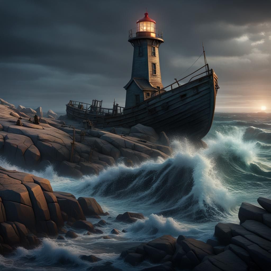 Shipwreck in the night