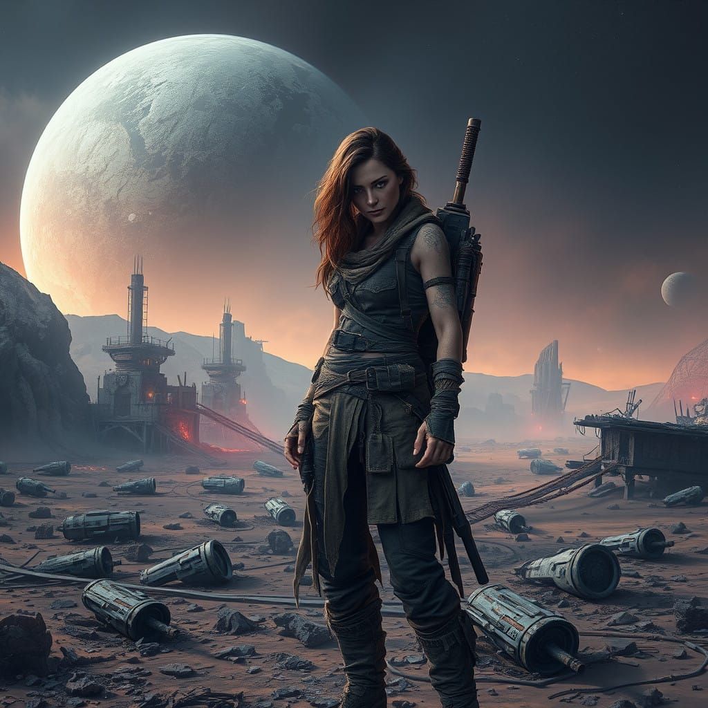 Futuristic Female Rebel on Alien World in Ultra-Realistic Co...