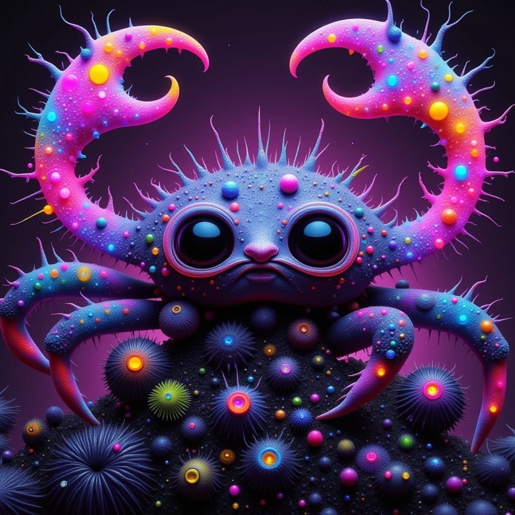 Gothic Neon Crab in Ethereal Surrealism