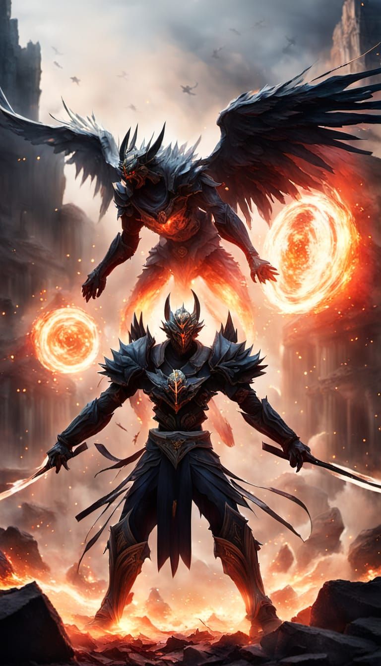 Epic Anime Duel: Demon vs. Angel in 8K