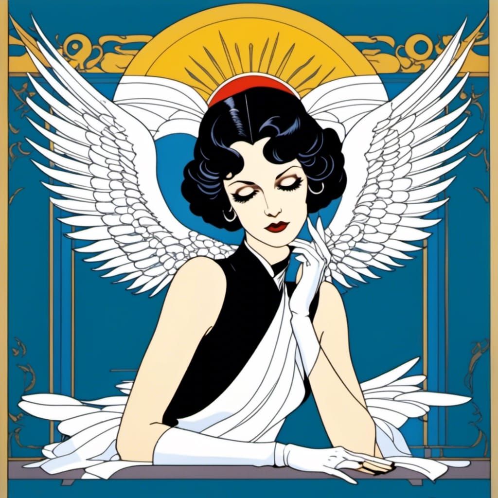 Art Deco Angel in Anime Style