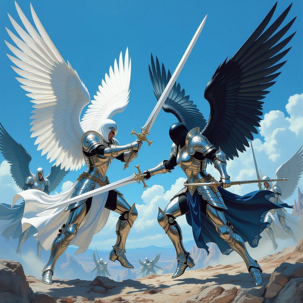 Angels Clash in Epic Battle Scene