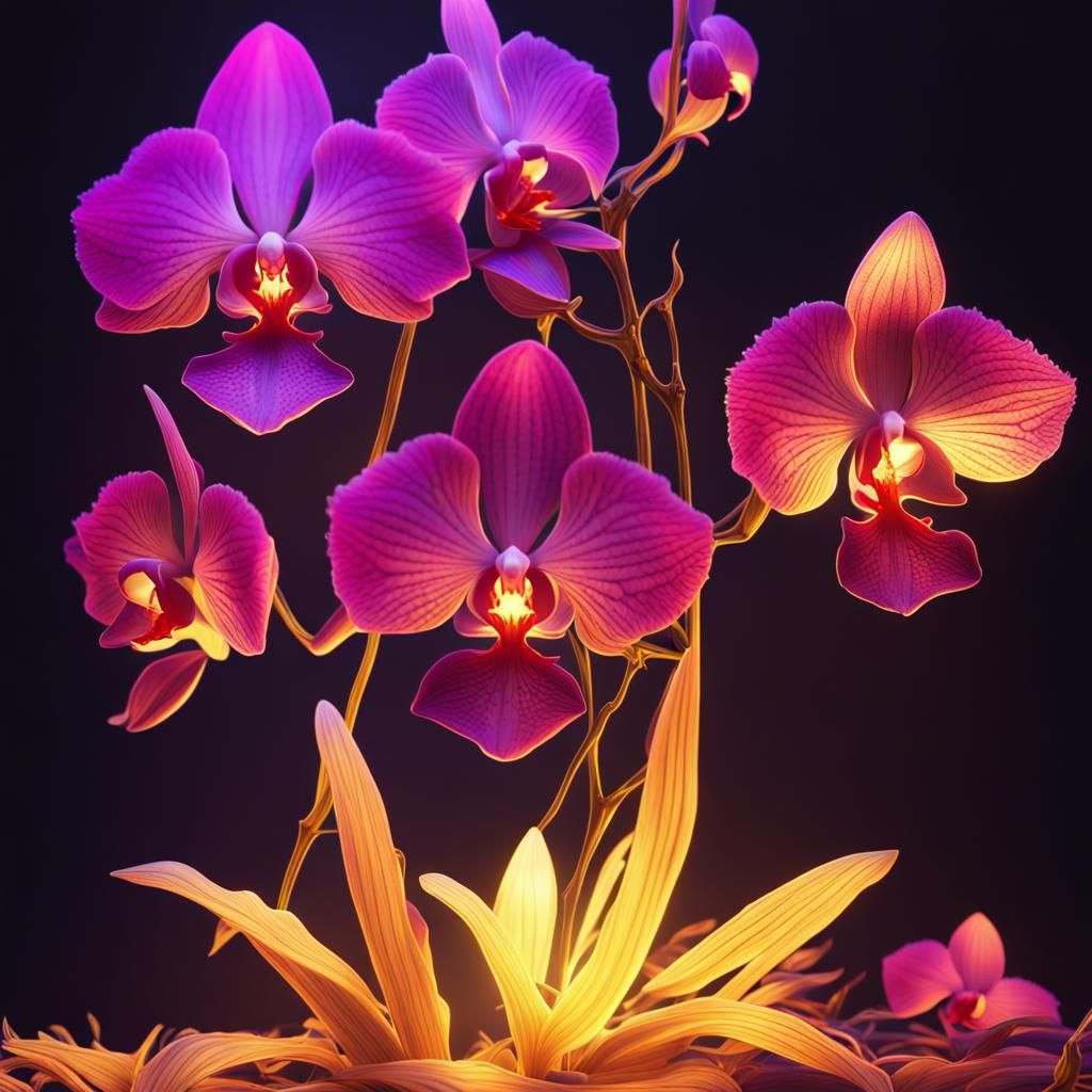 Glowing Orchids with Blacklight Effect
