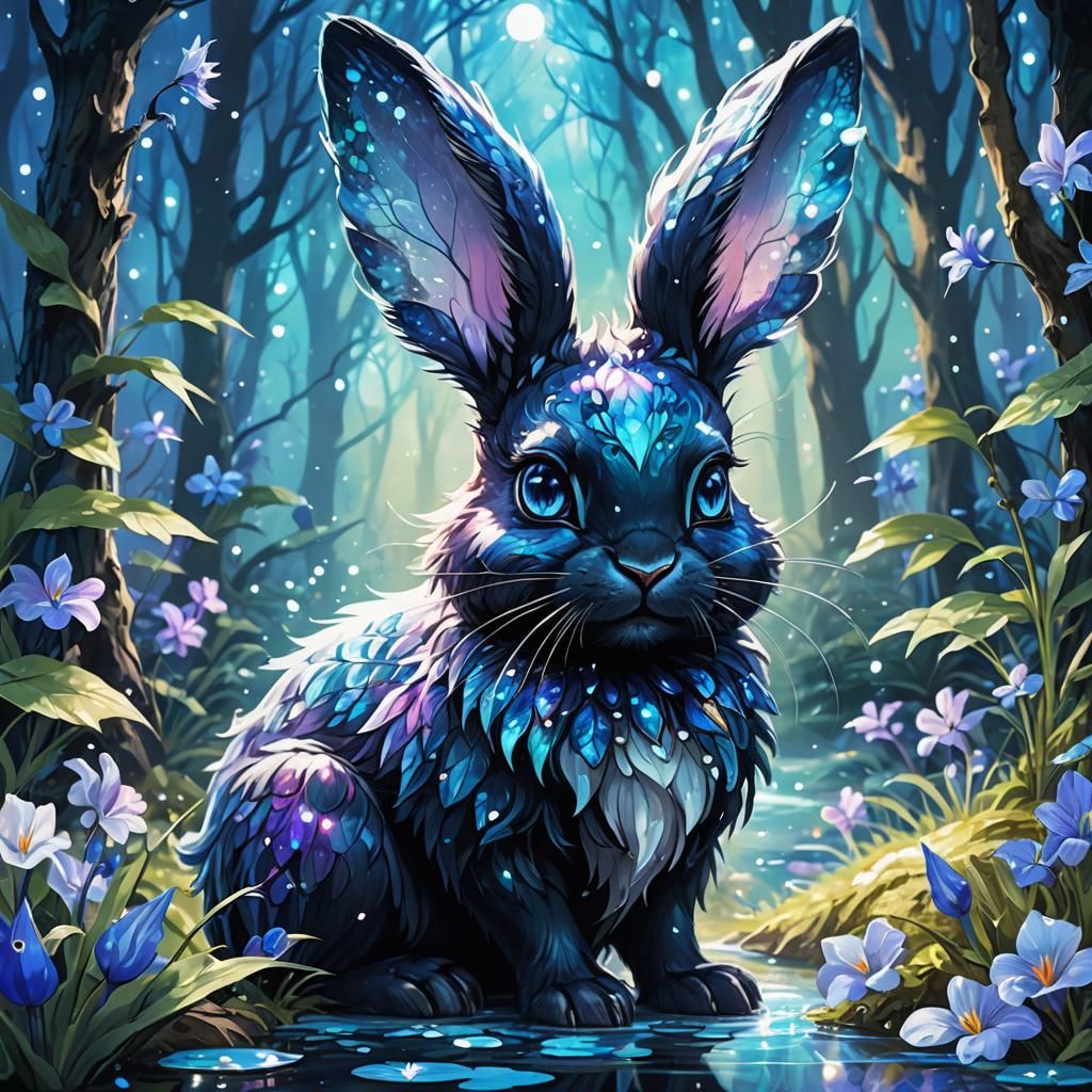 Black Fairy Rabbit Concept Art in Anime Style