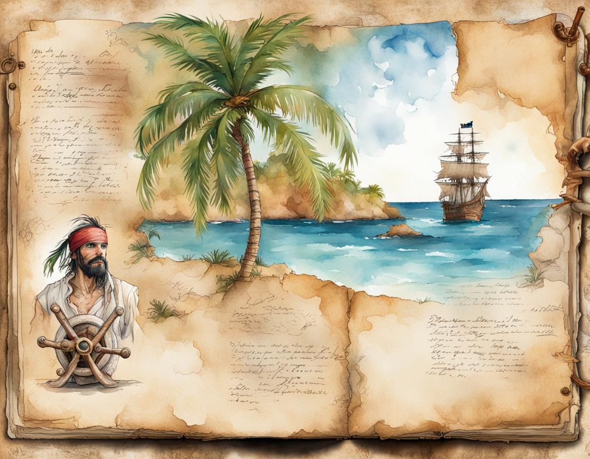 Pirate of the Caribbean on Weathered Parchment