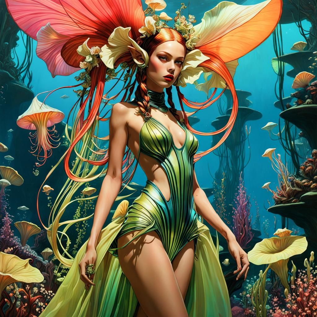 Ket-Goblin Model in Underwater Dress: Art Nouveau Style