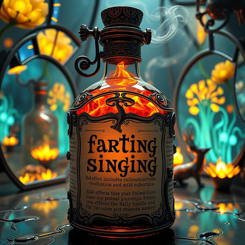 Fantastical Farting Potion Bottle in Whimsical, Steadman-Ins...