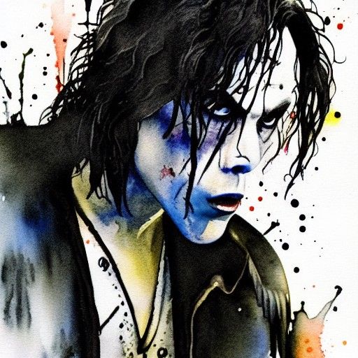 Brandon Lee as The Crow: Watercolor Splash Art