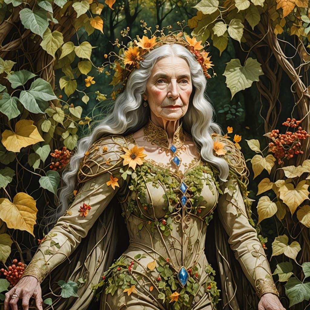 Lady Godiva in Enchanted Forest, Storybook Illustration