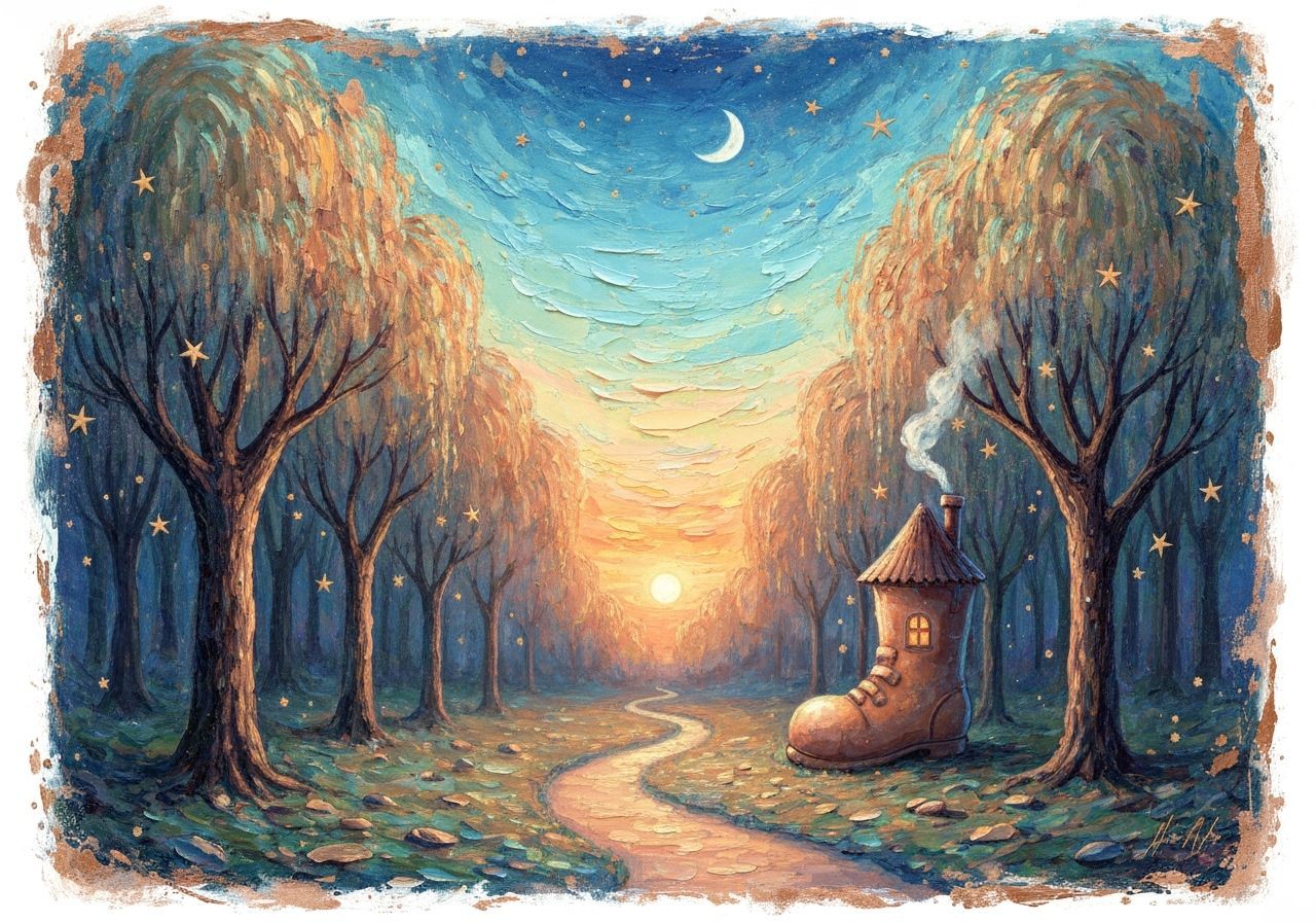 Fantasy Boot House in Forest: Impressionistic Watercolour