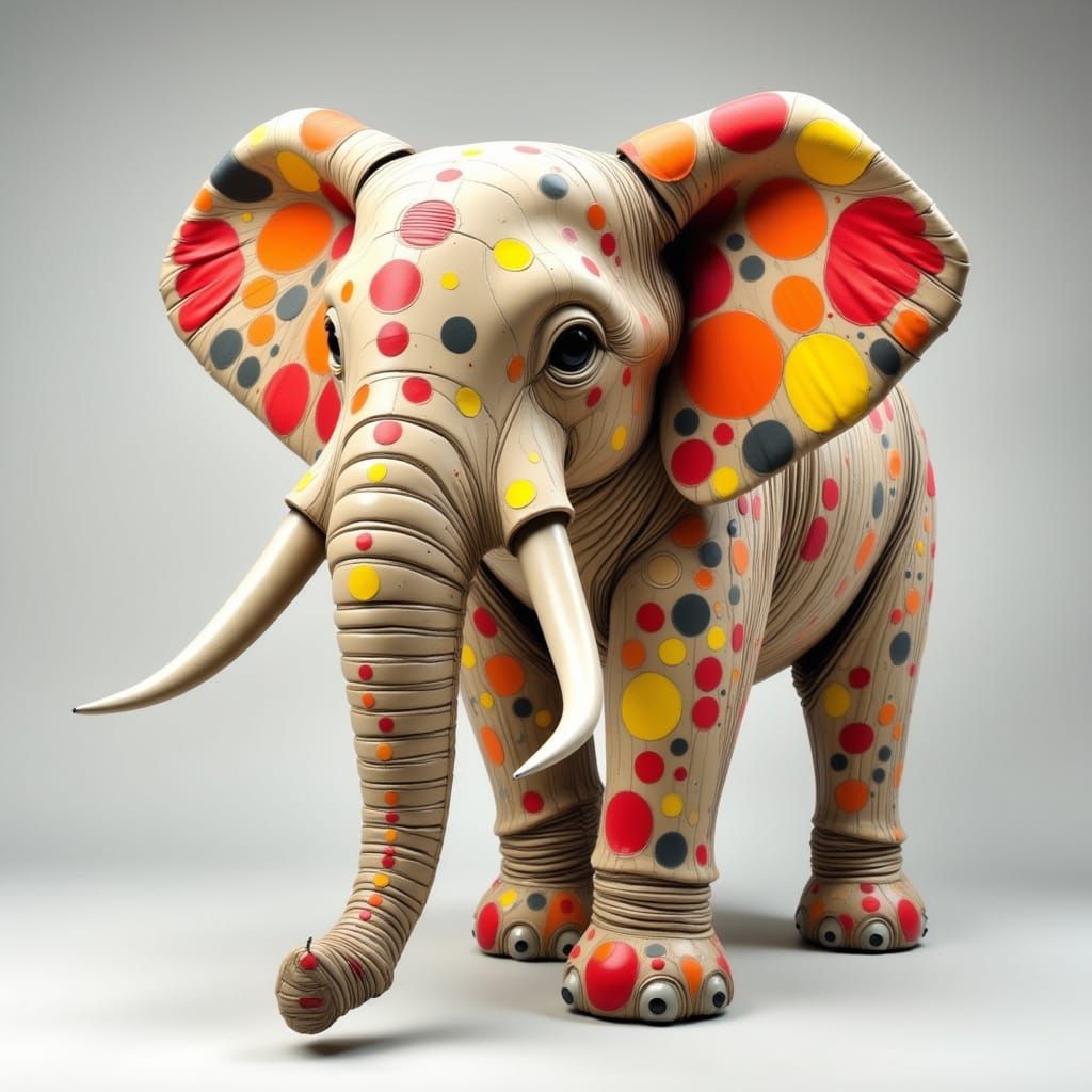 Polka Dot Elephant Sculpture in Pop Art Style