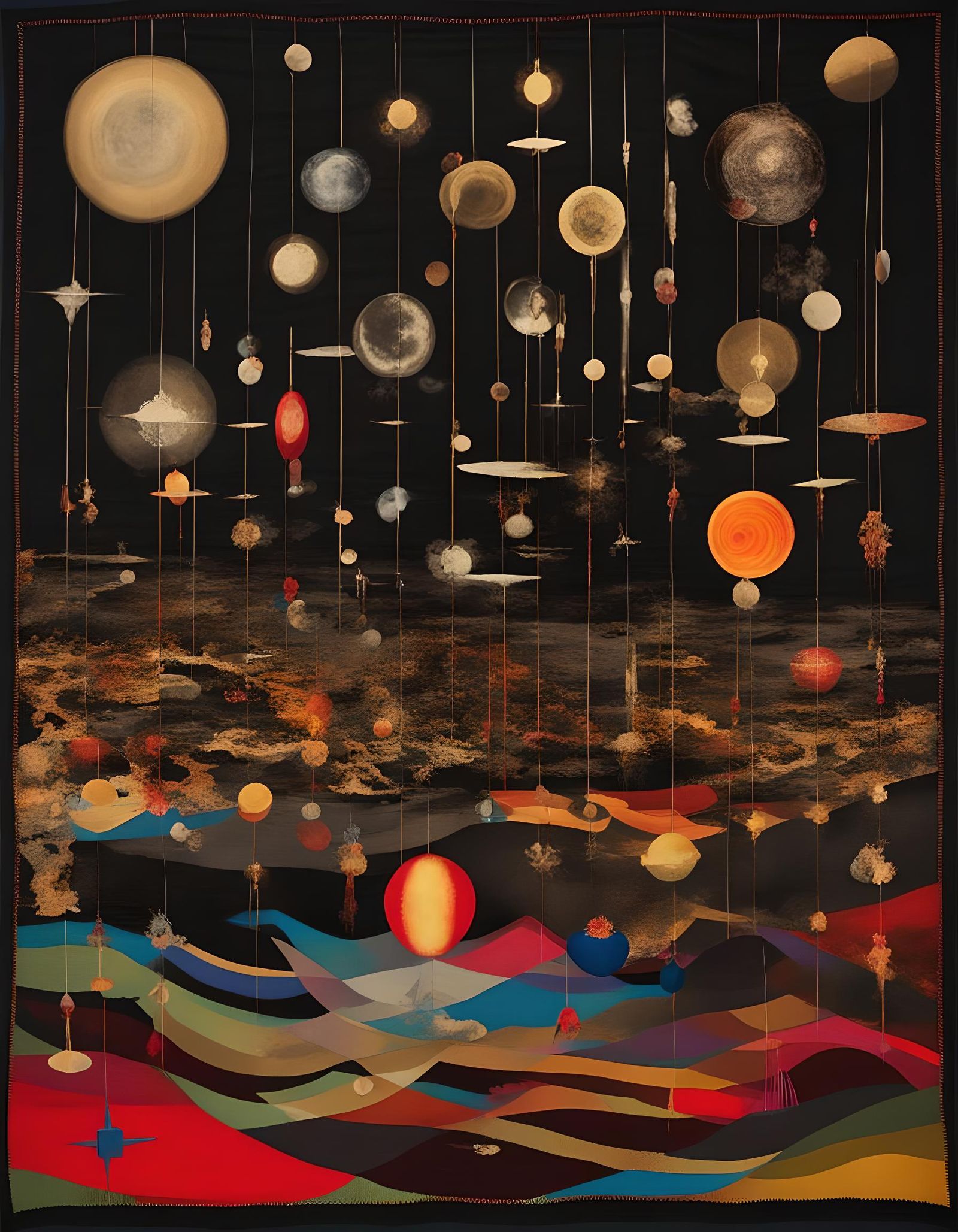 Surreal Color Photogram with Stardust Tapestry