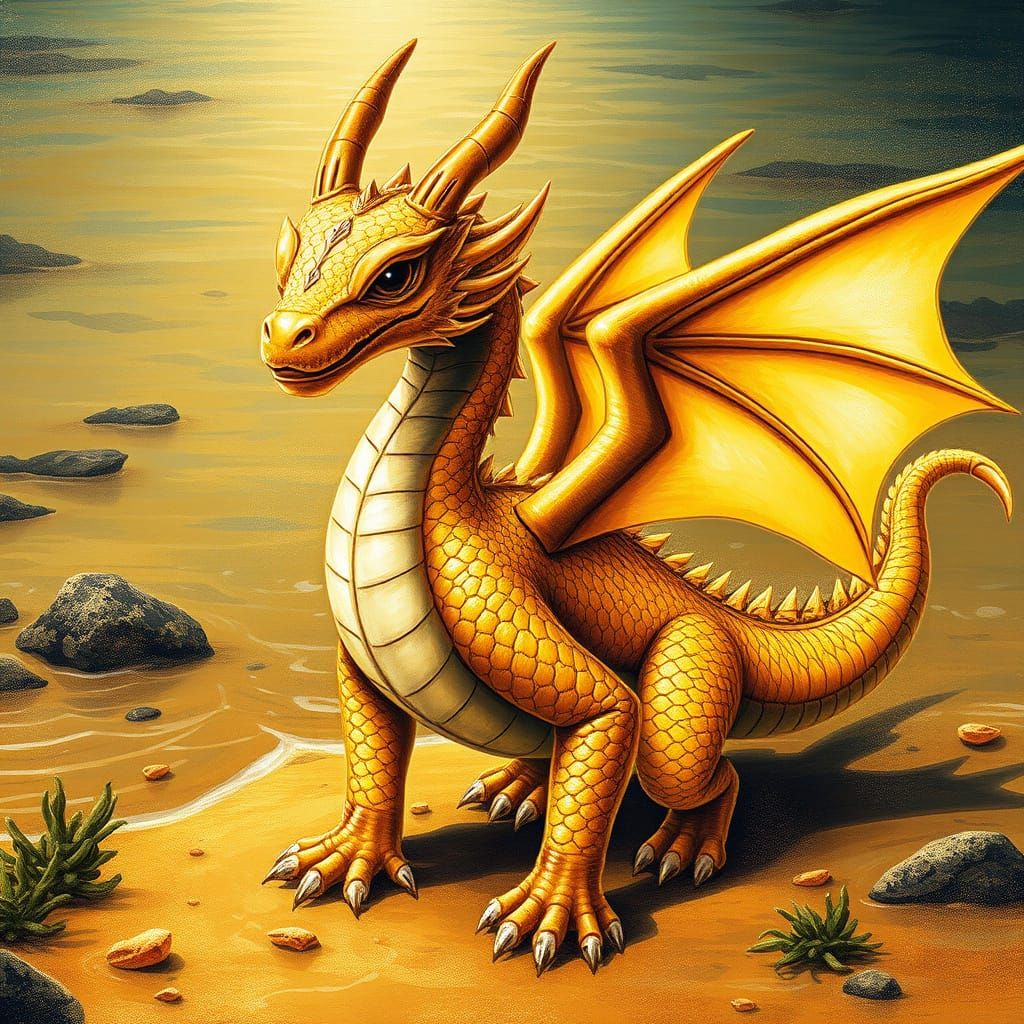 Golden Goddess Dragon on Riverbank