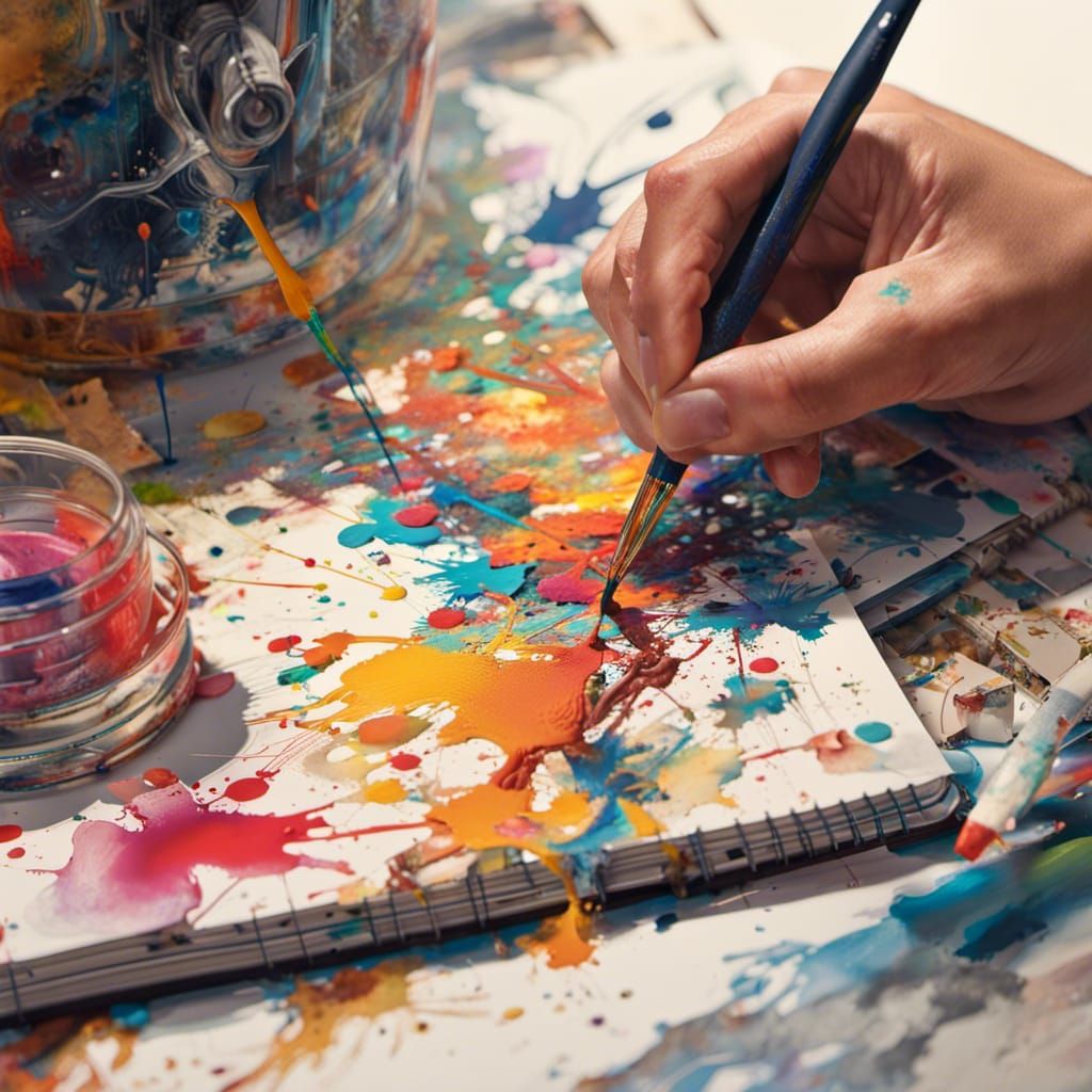 Hand Painting Masterpiece with Brush and Ink