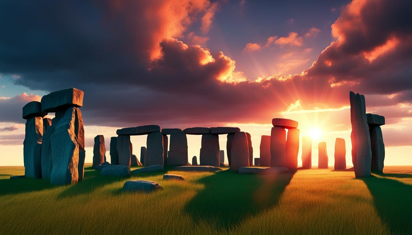 Stonehenge Twilight Sunset with Volumetric Light