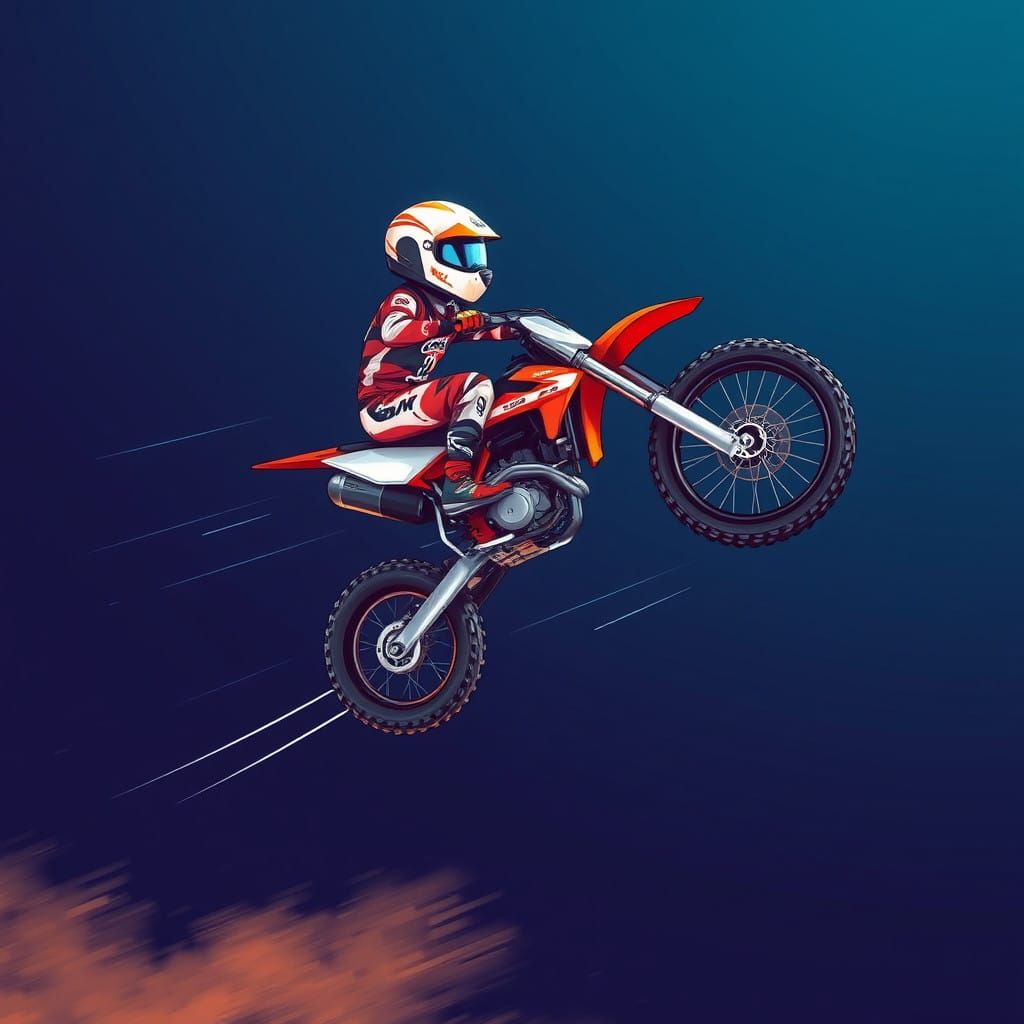 Dynamic Cartoon Motocross Scene in Futuristic Style