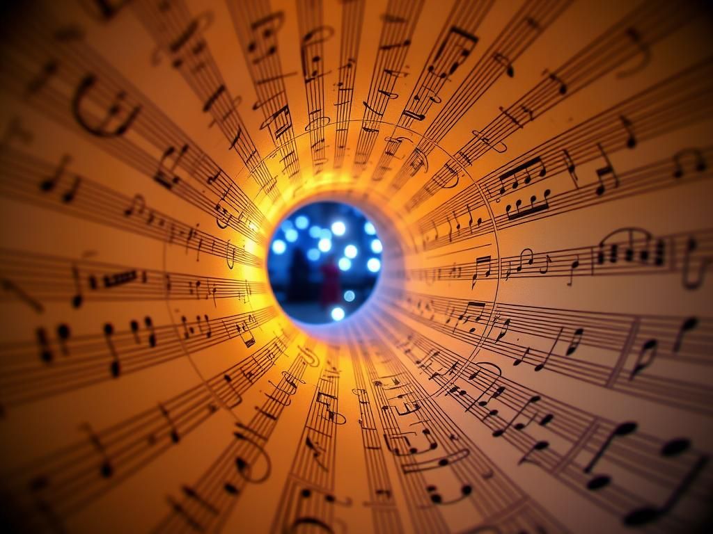 Embellished Sheet Music Spiral in Macro Photography