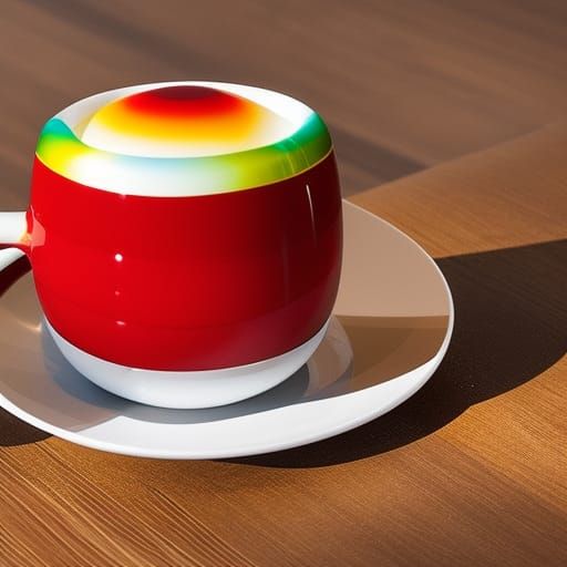 Soft Coffee Cup Balloon Art in Photorealistic Style