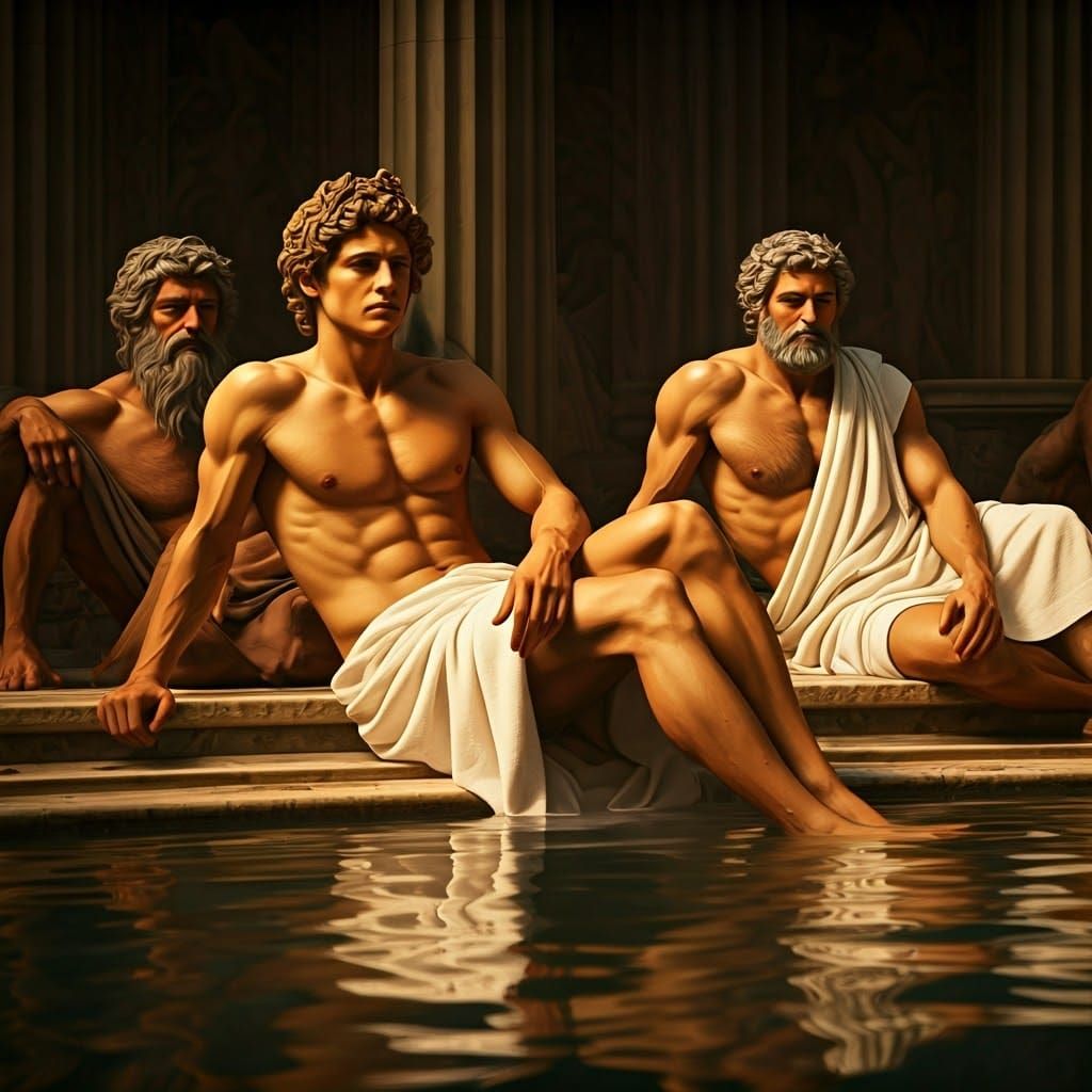 Greek Gods Bathing: Cinematic Film Style