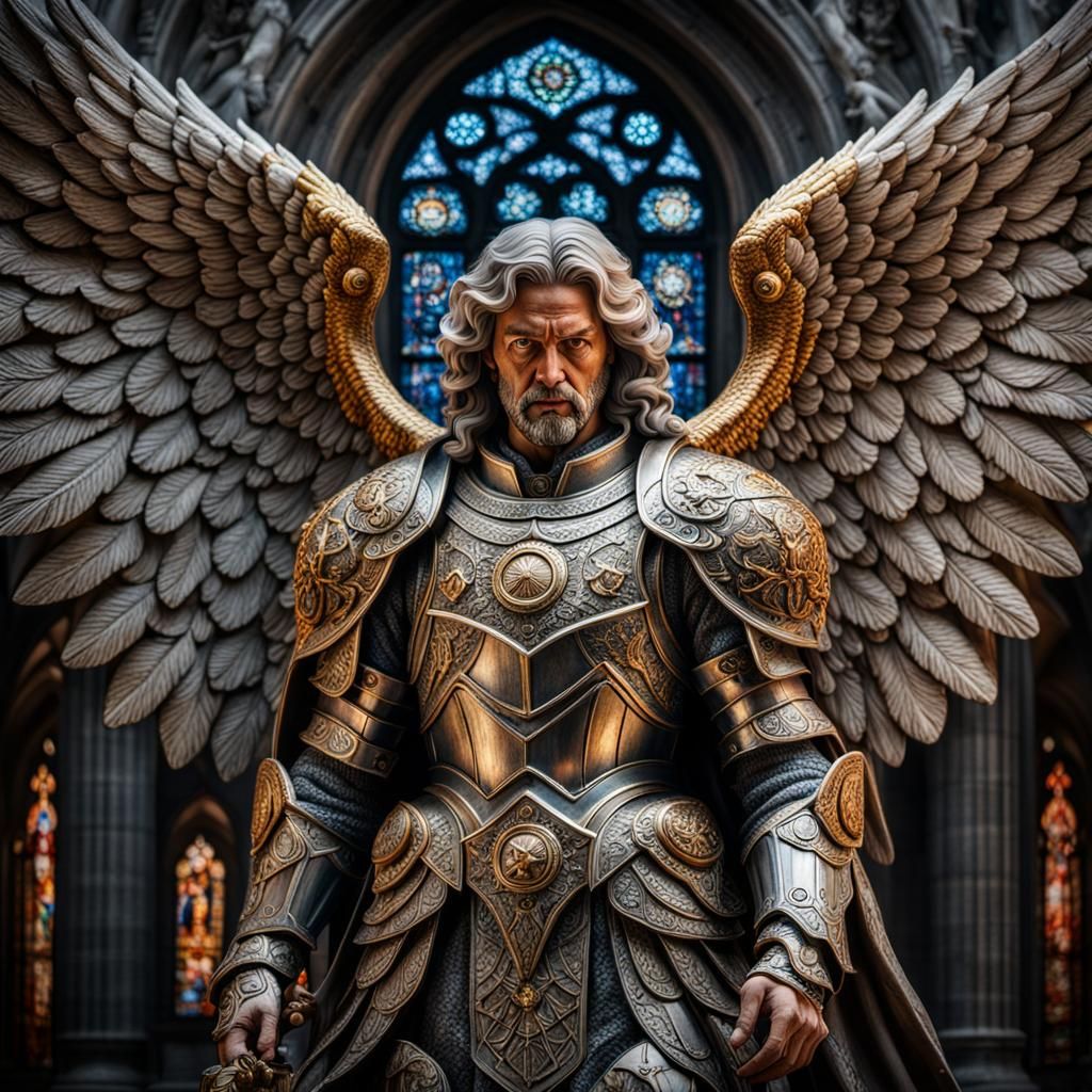Hyperrealistic Knight Angel Metatron in HDR