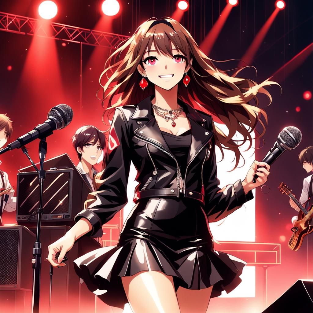 Anime Pop Star Singing on Stage