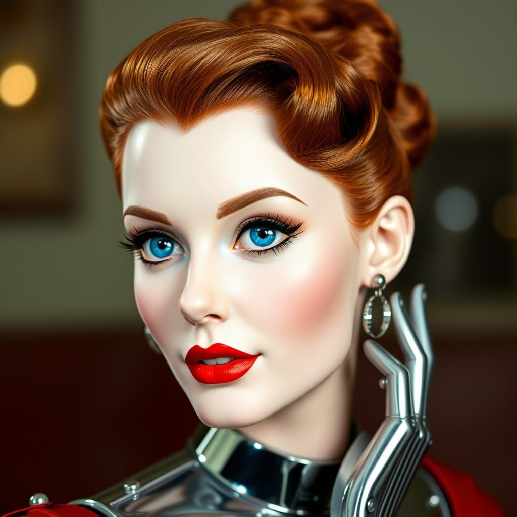 Chrome Android with Auburn Hair, in Julie Bell Style