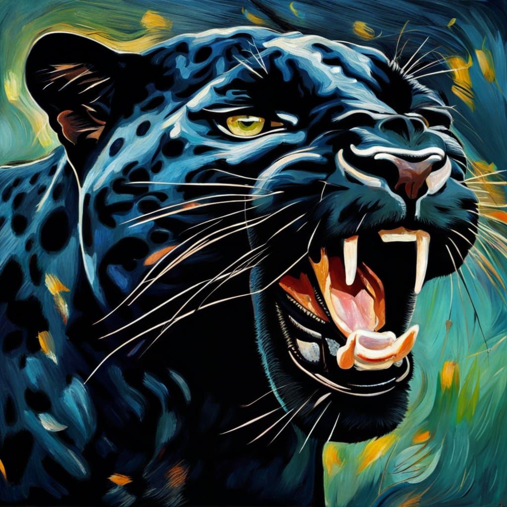 Black Jaguar in Van Gogh Style