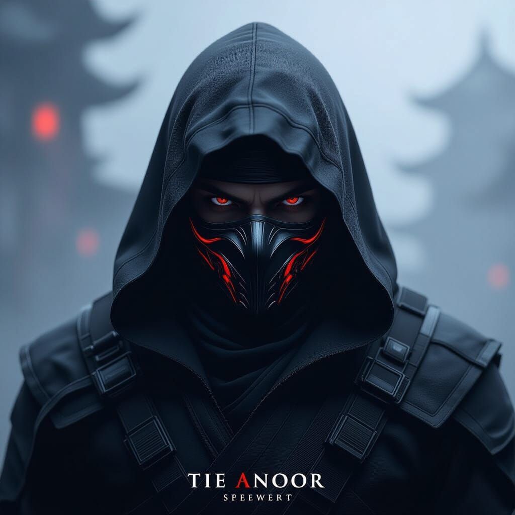 Demonic Ninja Portrait with Dramatic Lighting