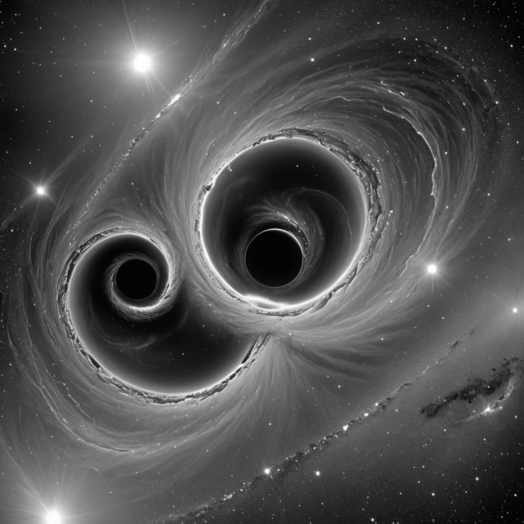 Black Holes Orbiting in Deep Space, Astronomical Photo