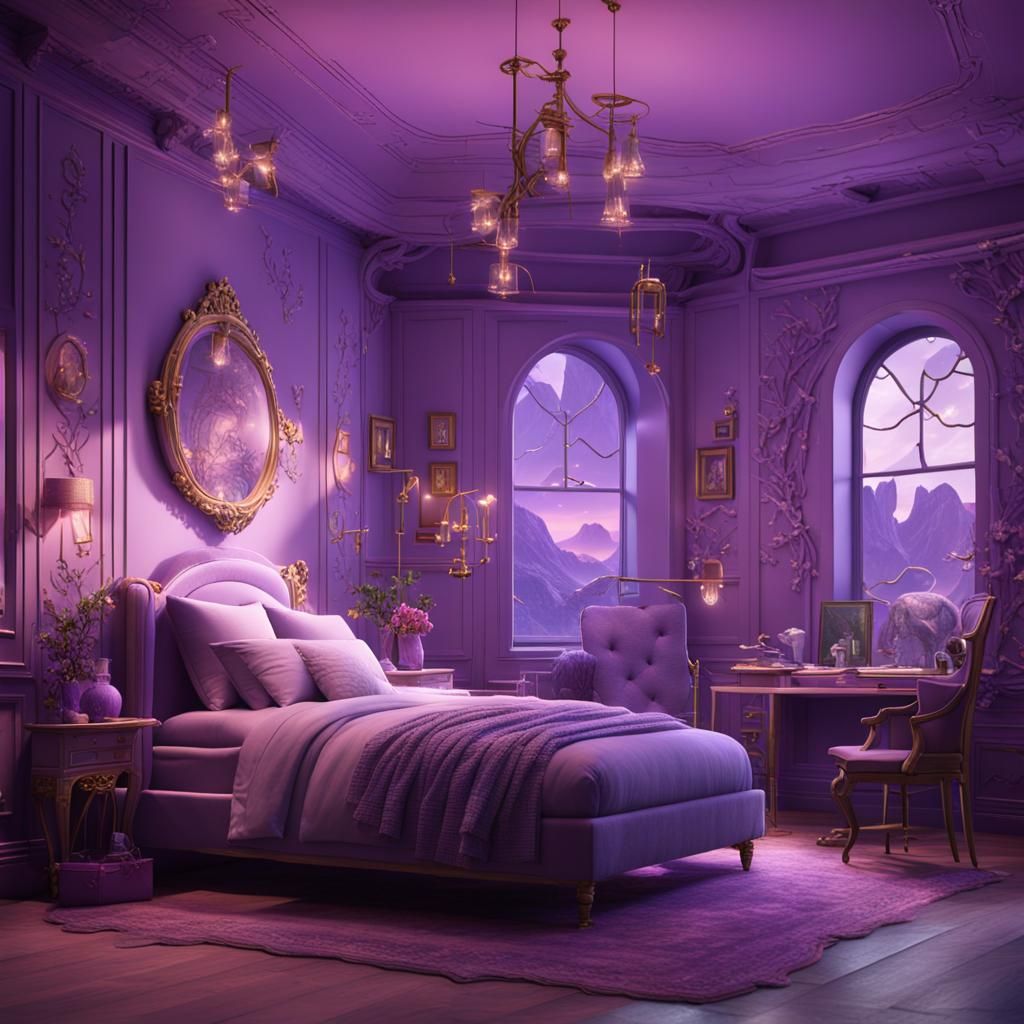 Light Purple Room in Detailed Matte Painting Style