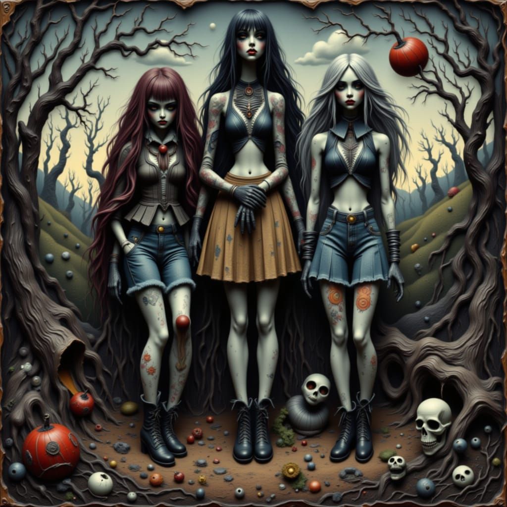 Graveyard Party Girls in Tim Burton Style