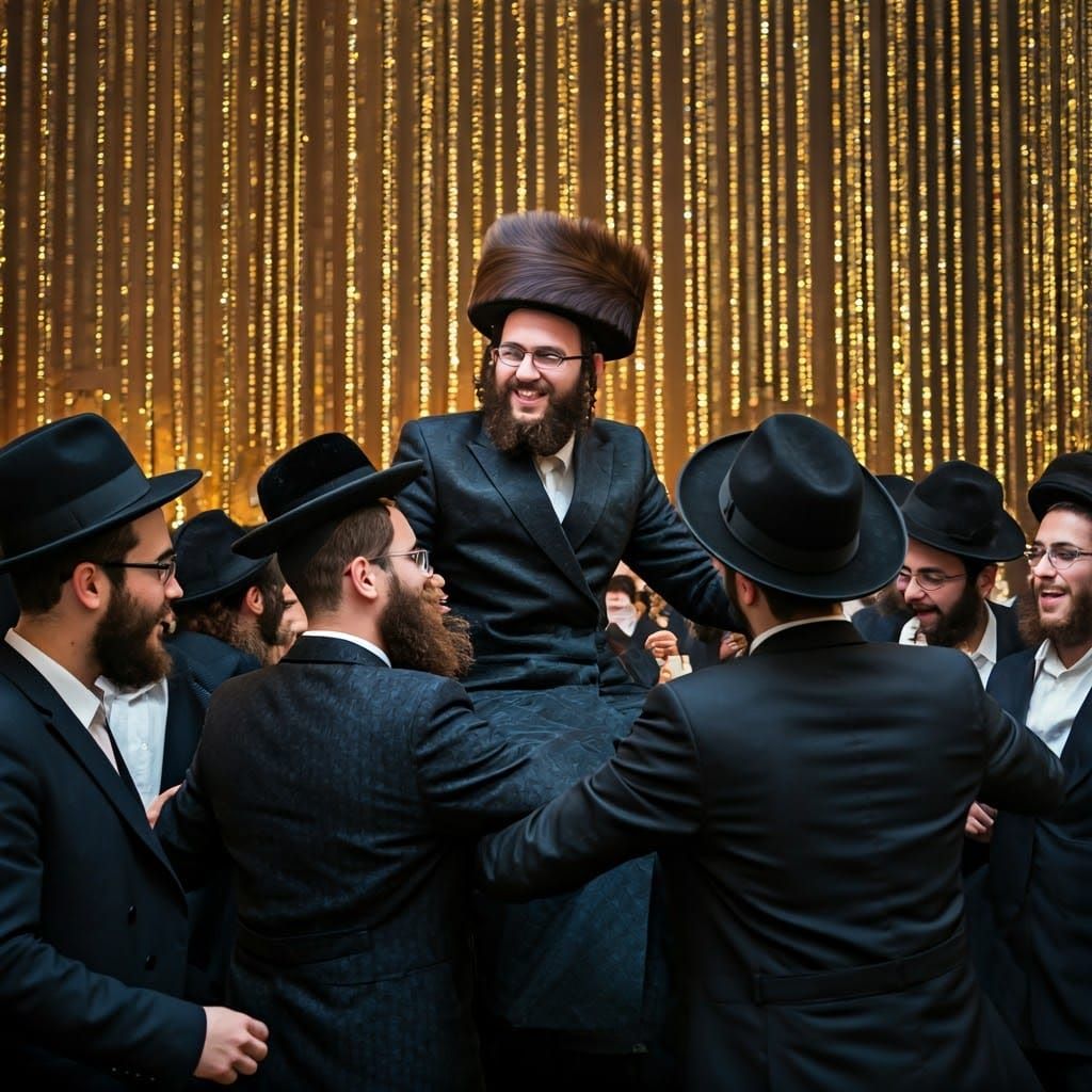 Hasidic Wedding Celebration in Jerusalem - Vibrant Shtreimel...